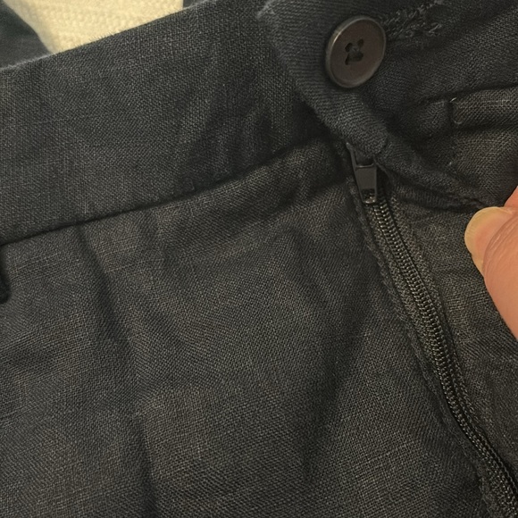 Zara navy blue linen blend Bermuda shorts SZ M high rise relaxed fit preppy - Picture 7 of 15